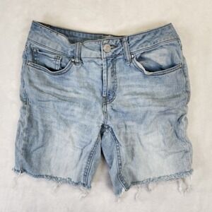 Refuge Womens Light Wash Denim Cutoff Shorts Size 2 Frayed Hem‎